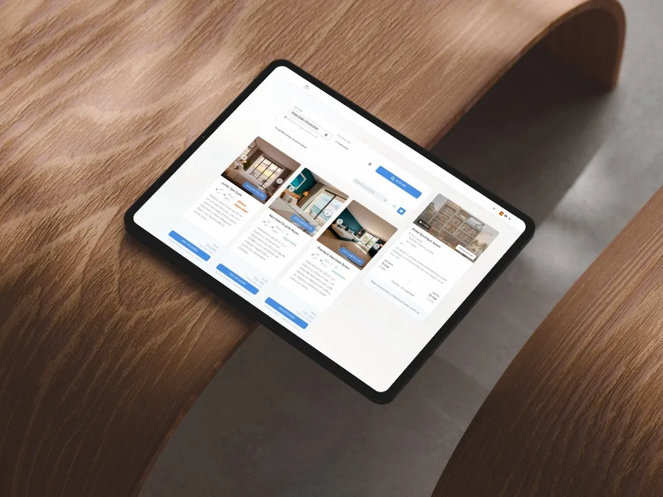 Motor de reservas de Hotelgest en tablet: venta directa sin comisión de canal.